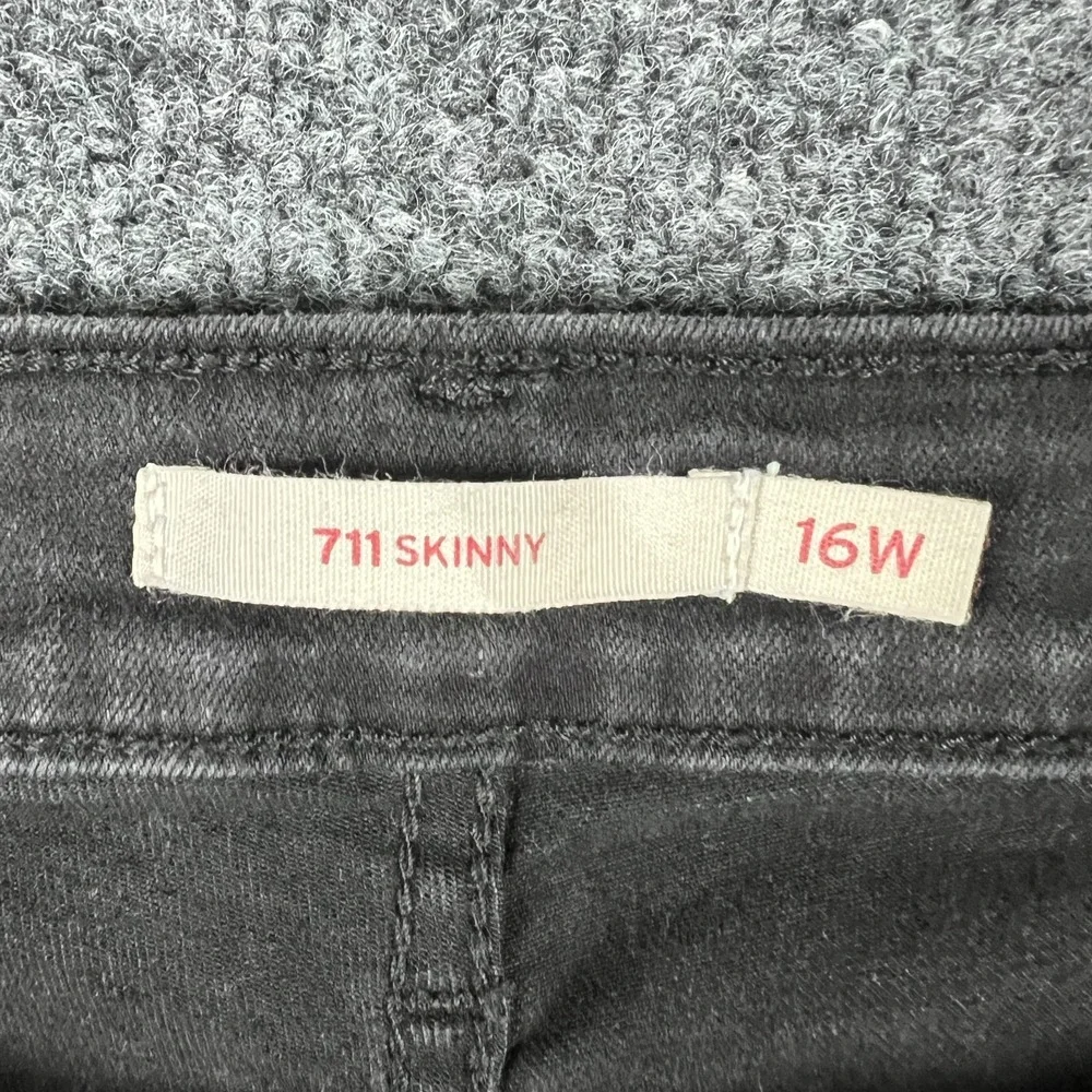 Levi's 711 Jeans Womens 16W 36x28 Black Peony Denim Cotton Mid Rise Skinny‎ Leg